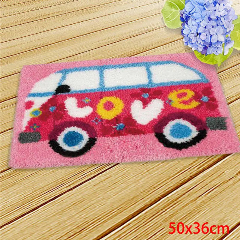 Cute Bear Carpet Embroidery Latch Hook Kit Cartoon Animal Undefined Latch Hook Rug Button Pad Package Smyrna Package Carpet DIY