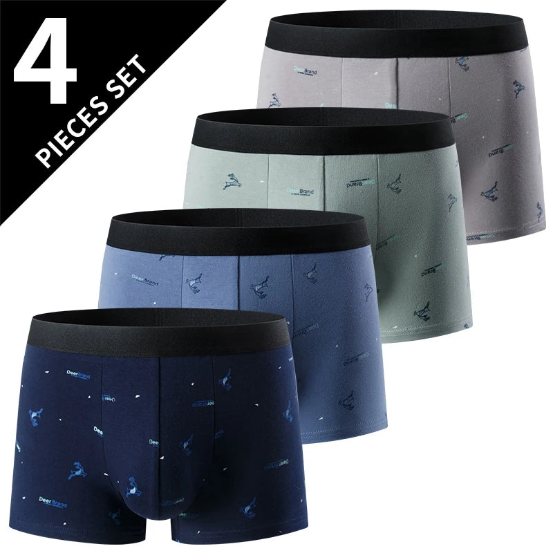 4-piece men's European and American size fashion letter Boxer pants comfortable and breathable plus size elastic waist underwear