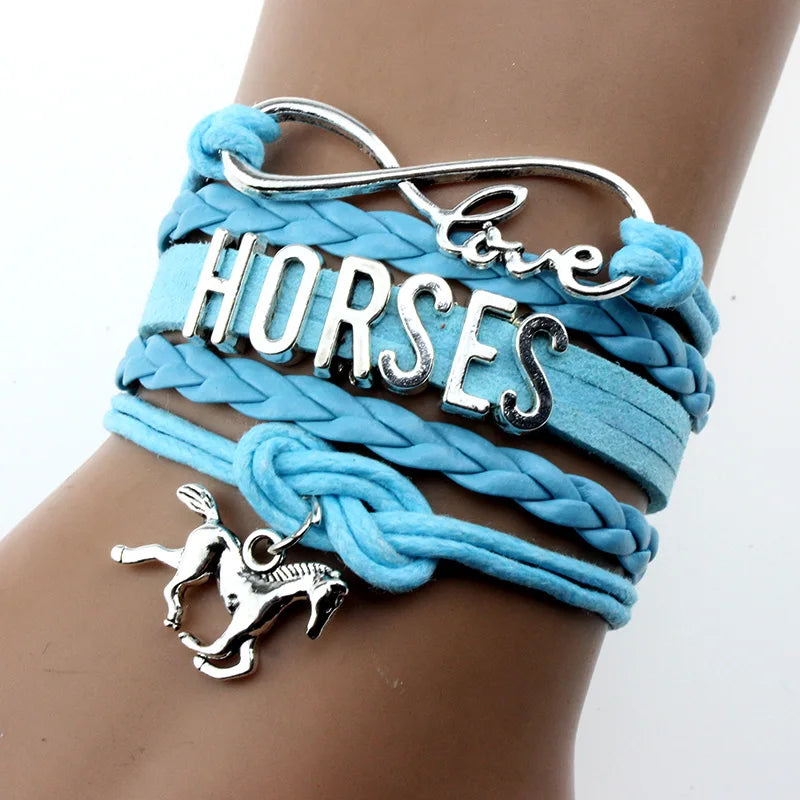 DIY Handmade Horse Charm Pendant Bracelet Trendy Animal Charms Jewelry for Equestrian Fans