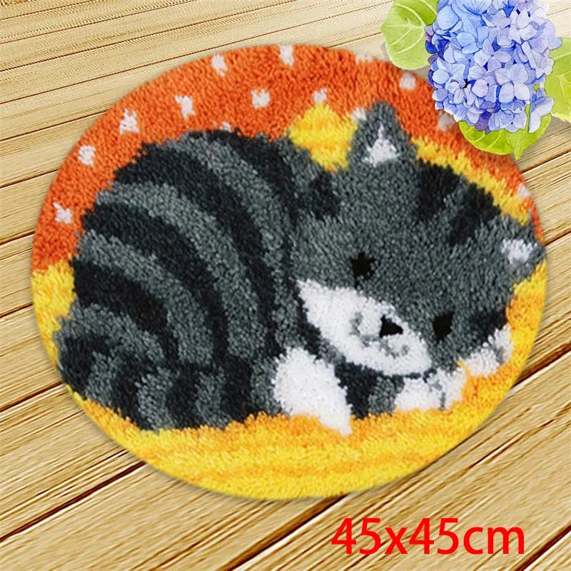 Cute Bear Carpet Embroidery Latch Hook Kit Cartoon Animal Undefined Latch Hook Rug Button Pad Package Smyrna Package Carpet DIY