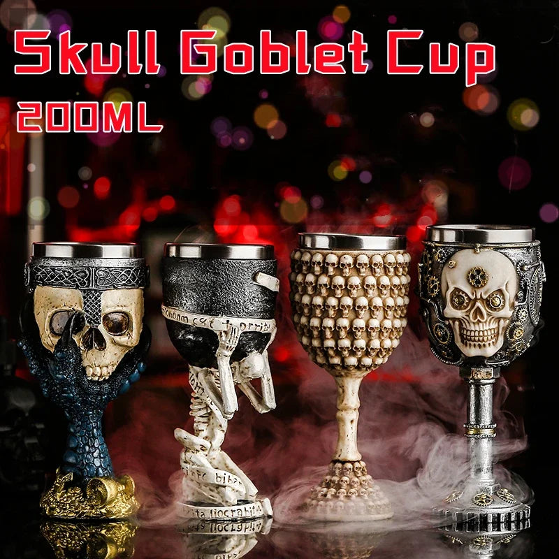 Skull Goblet Water Cup 3D Gothic Stainless Steel Creative Dragon Skeleton Design for Bar Party Home Stein Mug Halloween Gifts
