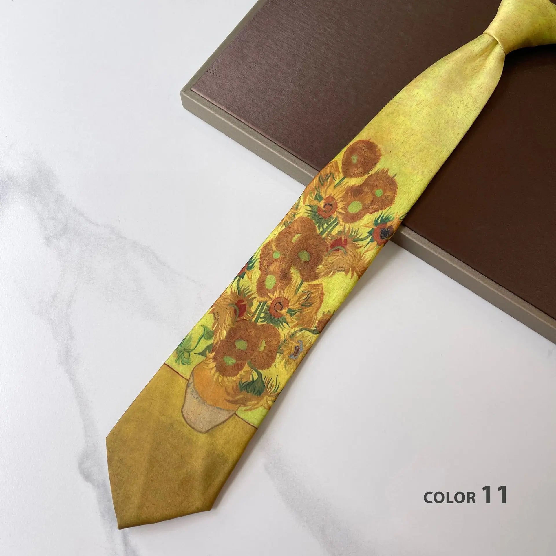 2024 New Retro Creative Oil Painting Colorful Necktie Men Women 8cm Flower Neck Ties Literary Style Polyester Casual Cravat Gift