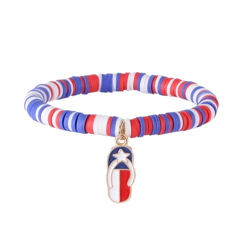 American Flag Bracelets US Red White Blue Color Bracelet with Simple and Adjustable Elasticity Patriot Bracelet Jewelry Gift