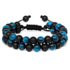 Men Triple Protection Stone Bead Bracelet Double Layers Tiger Eye Hematite Obsidian Rope Wrap Bracelet Handmade Jewelry Gift