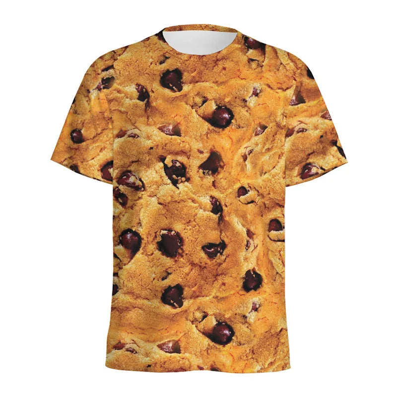 Cartoon Cookie Pattern T-shirt For Men Kids Summer Casual Short Sleeve 3D Printed T Shirts Loose Tops Streetwear O-Neck Tees