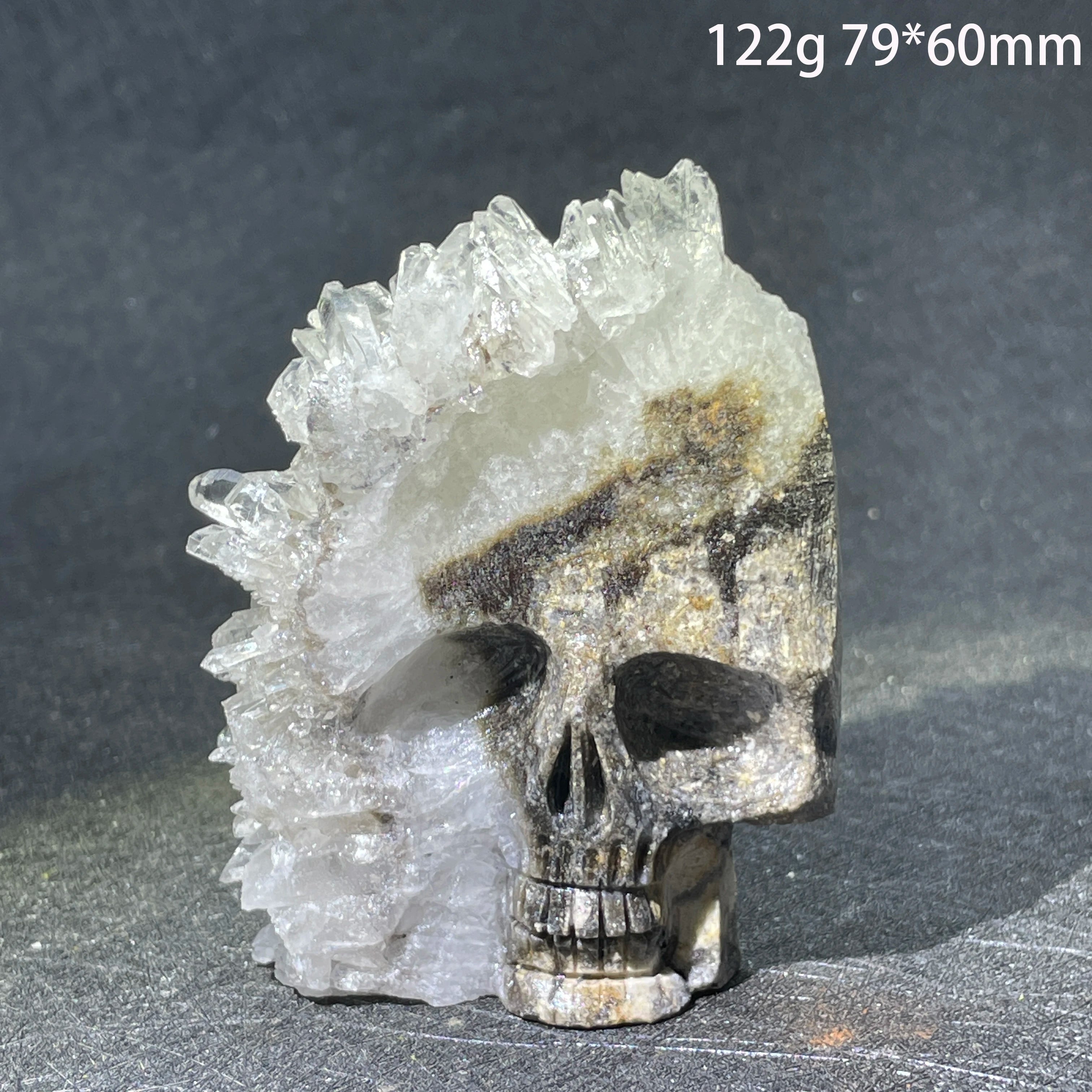Natural Crystal Carving Skull Stone Clear Quartz Cluster Polished Rock