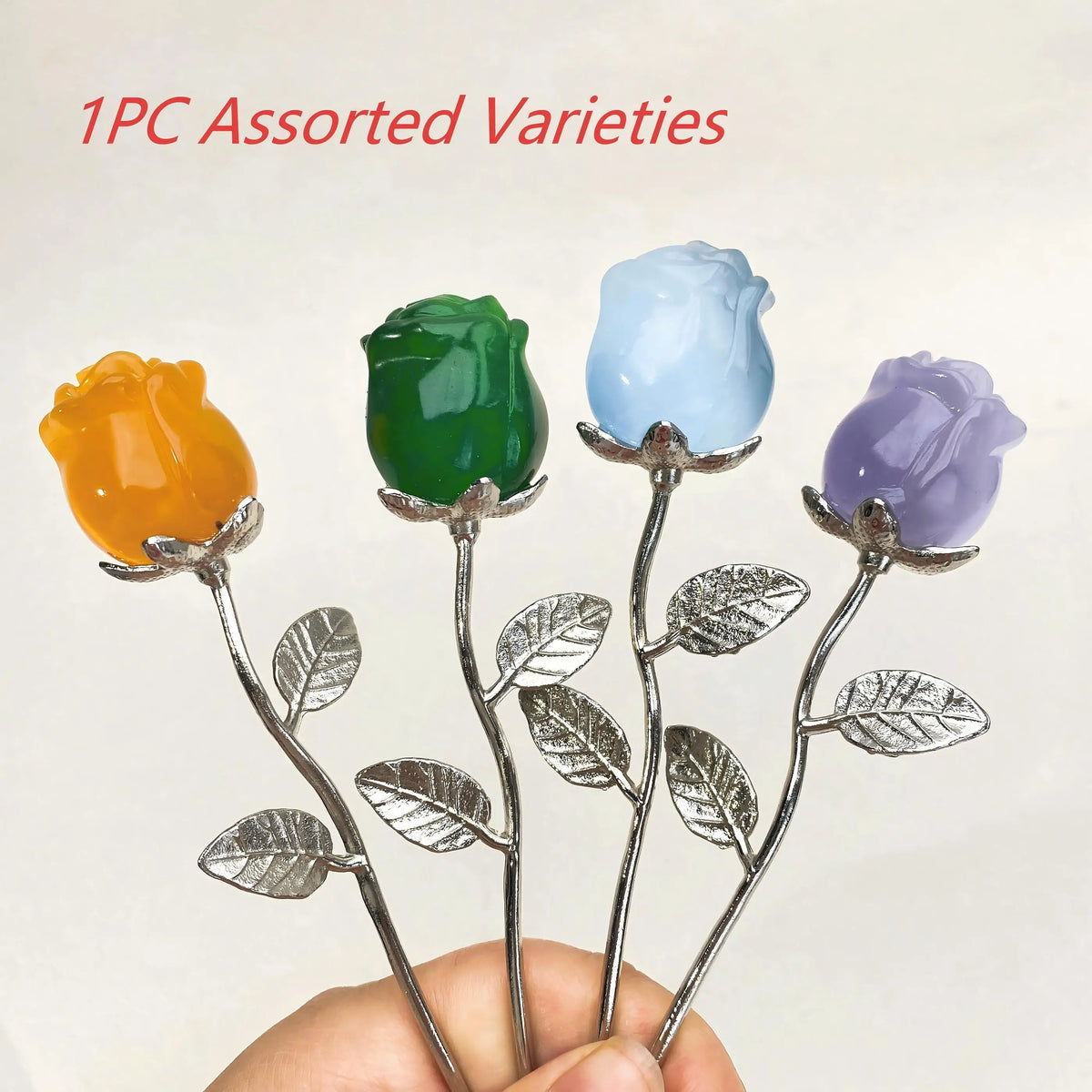 1PC Crystal Carved Rose Flower,Excellent Gifts,Ideal for Valentine's Day,Mother's Day,Graduation Gift,Home Decor Accent