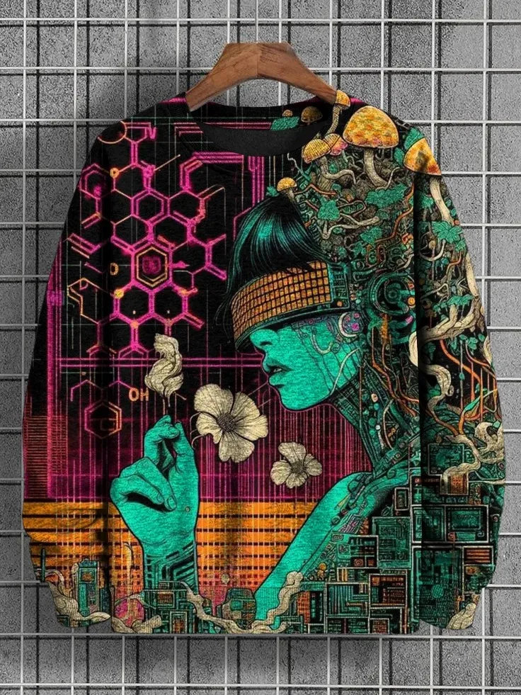 2025 Men's Animal Sweatshirts Long Sleeve Sweatshirt Crew Neck Fashion 3D Printed Japanese Art Prints Casual Sweatshirts