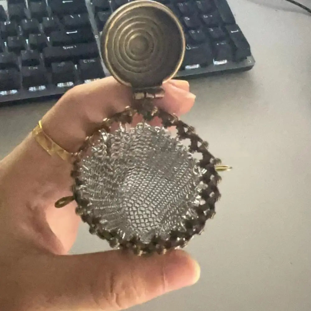 Gift Victorian 1920's English Coin Purse Top Mesh Mini Double Mesh Coin Holder Twist Lid Gate Stainless Steel Coin Bag