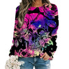 2024 New Women Halloween Crow Printed Casual Sweatshirt Round Neck Casual Basic Loose Fashion Women Designer Style