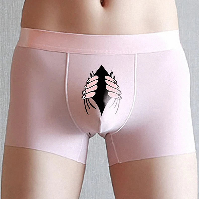 Men Silk Underwear Cartoon Boxer Mens Boxers Creative Funny