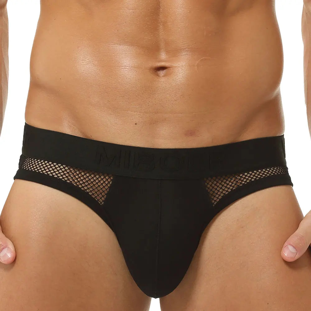 Men's Sexy High-Elastic Mesh Briefs Classic Black White Sports Low-Rise Gym Underwear Breathable Comfortable Athletic Fit Underw