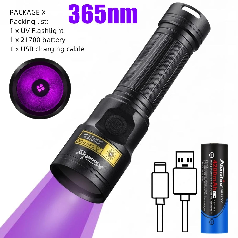 20W UV LED Rechargeable Flashlight UV Nail polish Curing Cat Dog Urine Stains Tinea Ore Money Scorpion Leakage Marker Detection