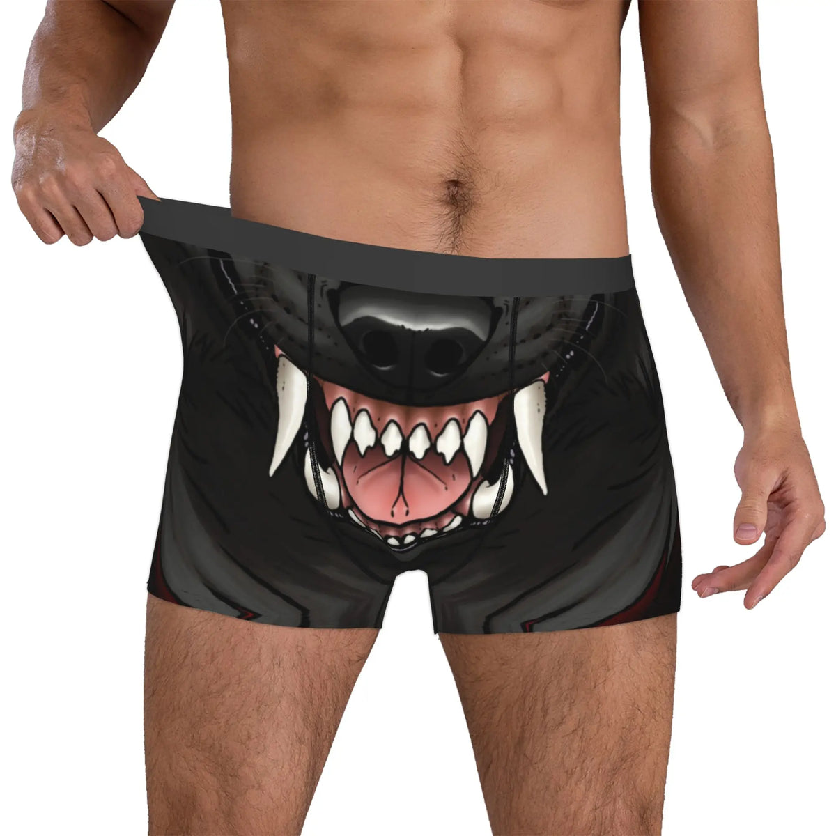 Grey Wolf Maw Boxer Shorts For Homme 3D Print Animal Underwear Panties Briefs Stretch Underpants