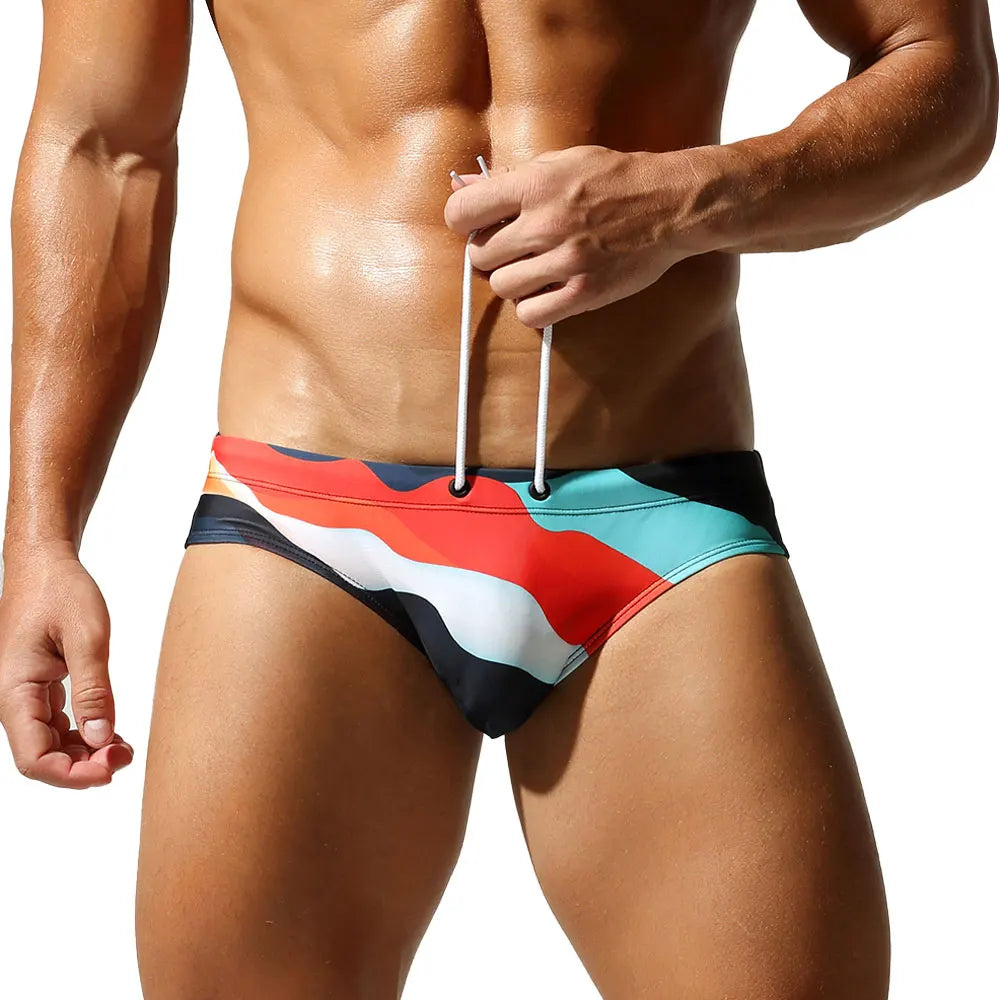 SEOBEAN Men's Swim Shorts Low-Waist Quick-Dry