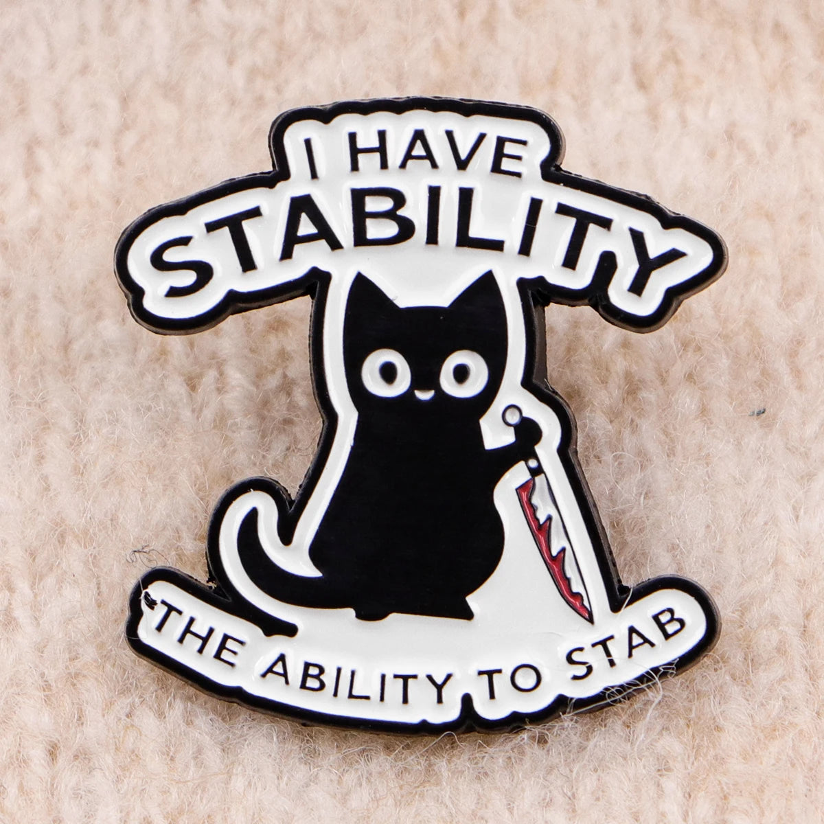 Funny Black Cat Enamel Pin Cartoon Knife Brooch Pines Lapel Pins Badge on Backpack Clothing Accessories Halloween Jewelry Gift