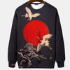 Japanese Ukiyo-e Hoodied Men's Sweatshirts Pullover Sea Wave Ramen Graphic Print Long Sleeves Hoodies Oversized Men Clothing Top