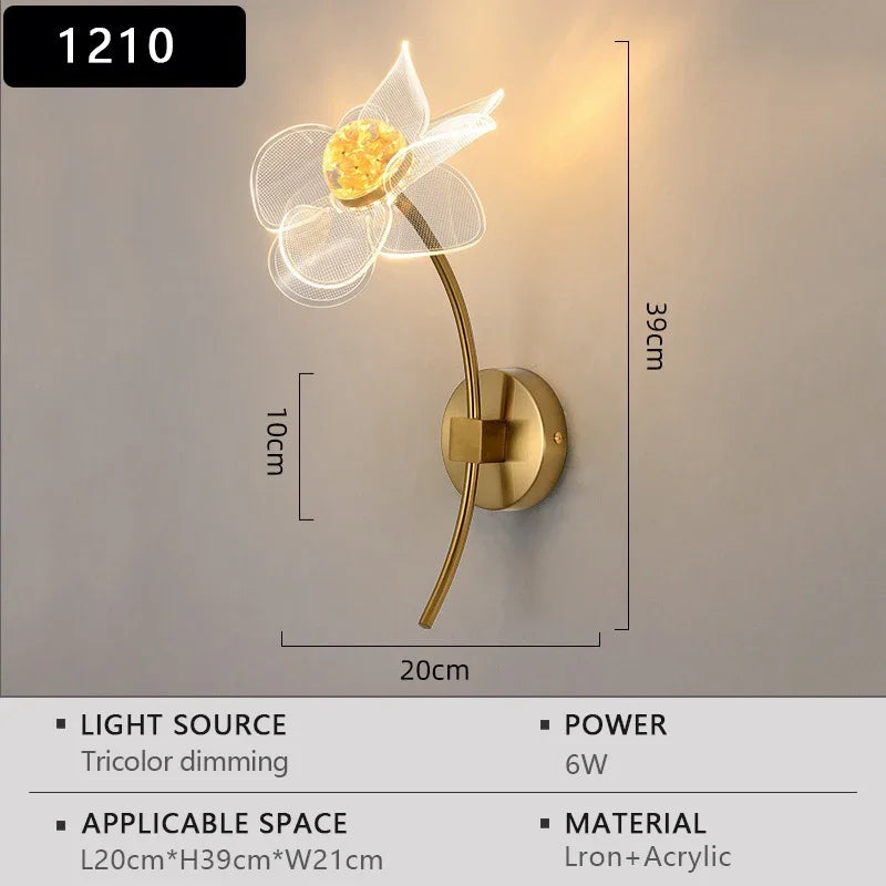 LED Wall Lamp Nordic Creative Flower Shaped Reading Light Modern Simple and Luxurious TV Bedroom Bedside Background Wall Lamp