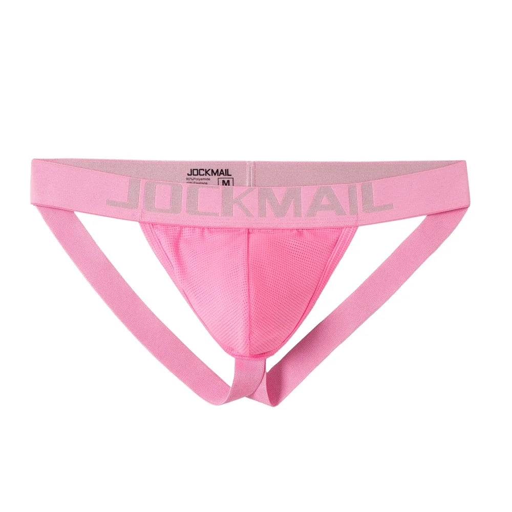 Jockmail Mens Jockstrap Mens Panties Sexy Tangas Mesh Ice Silk Gay Men Underwear Sissy Calzoncillos Hombre Slip Thong Fashion