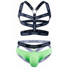Sexy Gay Men Underwear Bondage Mens Harness Thongs Set Body Chest Costume G-string Jockstrap Lingerie Man Halter Neck Hollow Out