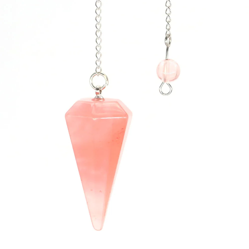 Natural Crystal Pendulums for Divination Dowsing Amethyst Pink Quartz Pendulum Reiki Healing Gem Stone Pendant Pendulos