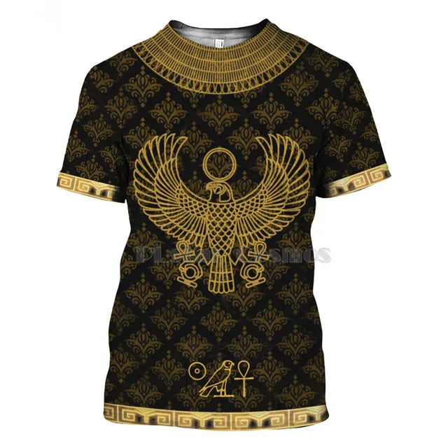 Men's Egyptian Totem 3D Printed T Shirt Summer Funny Retro Mystery Ancient Horus Harajuku Short Sleeve Streetwear