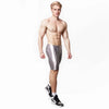 AMORESY Men's Sexy Smooth Shiny Medium Waist Sportswear Elastic Tights Silk Pants Running Sports Breathable Fitness Beach Shorts