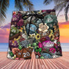 3D mushroom print men's casual shorts Tropical summer vitality style fashion shorts, quick-drying and comfortable close-fitting