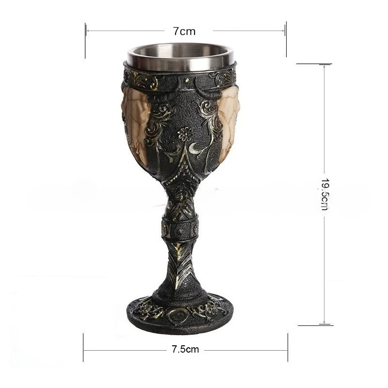 High-footed Cup Gift Resin Skull Cup, Creative 3D Stereoscopic Wolf Head Stainless Steel Decorative Cup