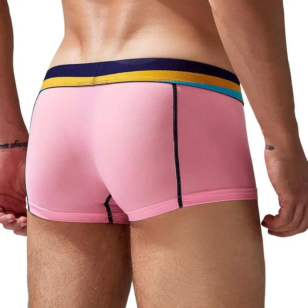 SEOBEAN Men's Ice Silk Boxer Briefs Breathable Nylon Underpants Soft Comfortable Loose Fit for Daily Home Wear