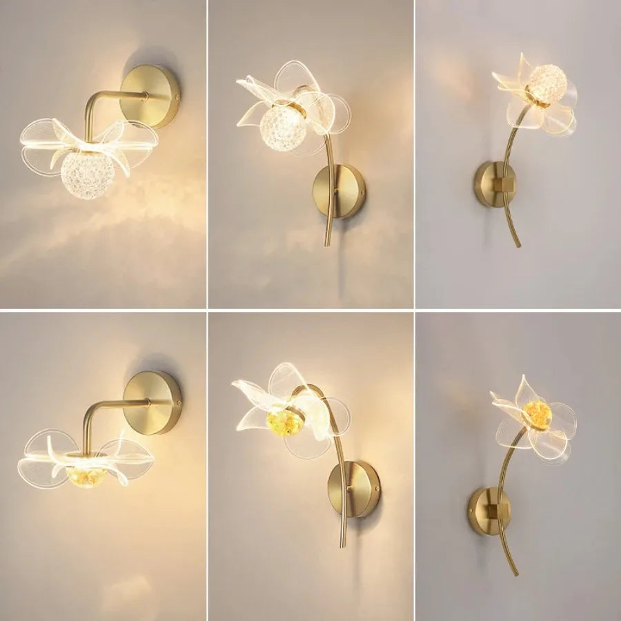 LED Wall Lamp Nordic Creative Flower Shaped Reading Light Modern Simple and Luxurious TV Bedroom Bedside Background Wall Lamp