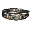 New Trendy Retro 4pcs/Set Bracelets & Bangles Men's Multilayer Black Leather Jewelry Charm Pulseiras Boyfriend Wristband