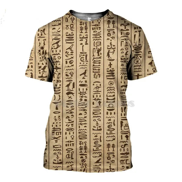 Men's Egyptian Totem 3D Printed T Shirt Summer Funny Retro Mystery Ancient Horus Harajuku Short Sleeve Streetwear