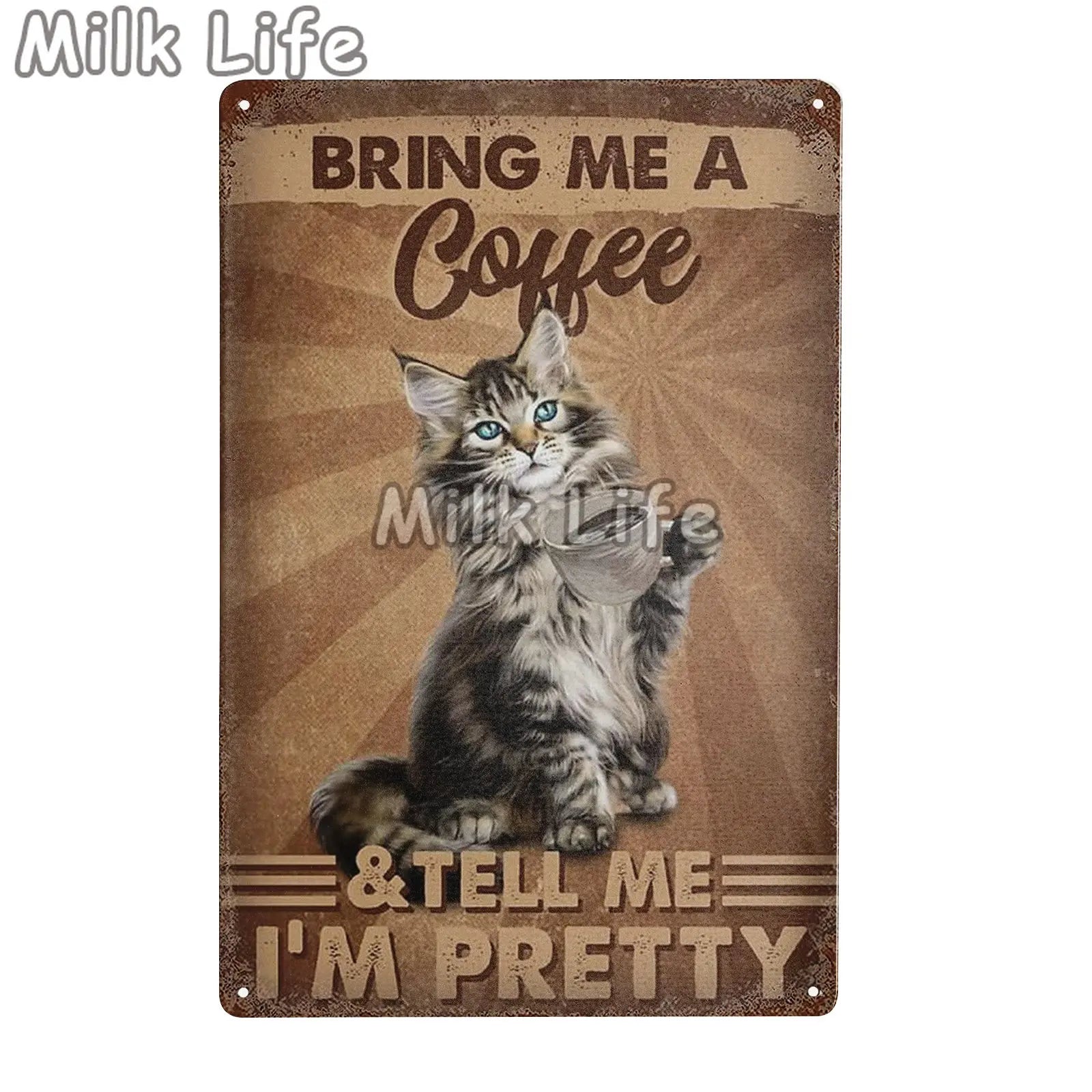 Maine Coon Cat Cafe Decoration Wall Crafts Metal Plaque Poster Decoration Wall Mural Plaques Tin Sign Posters Art Wall Decor