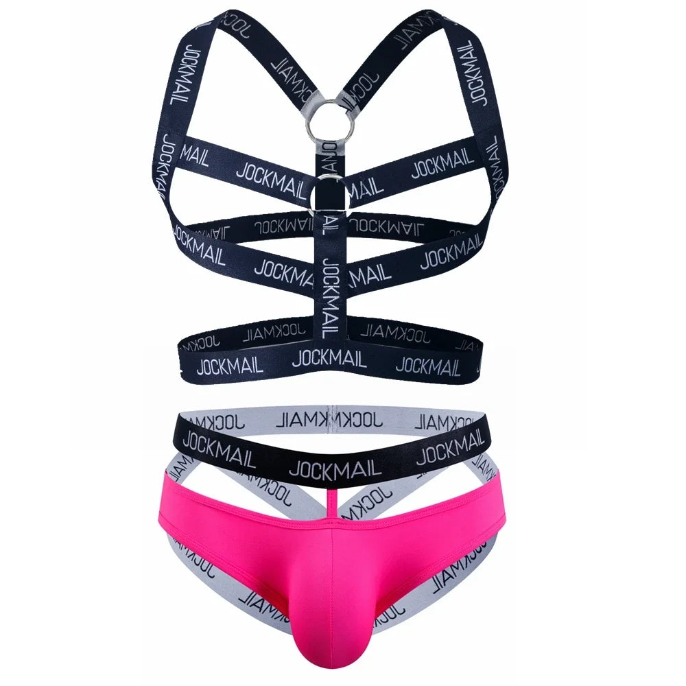 Sets Men Body Bondage Lingerie Sexy Harness Bodysuit and Jockstrap Gay Underwear Mens Lingerie Sissy Panties Costume Hombre