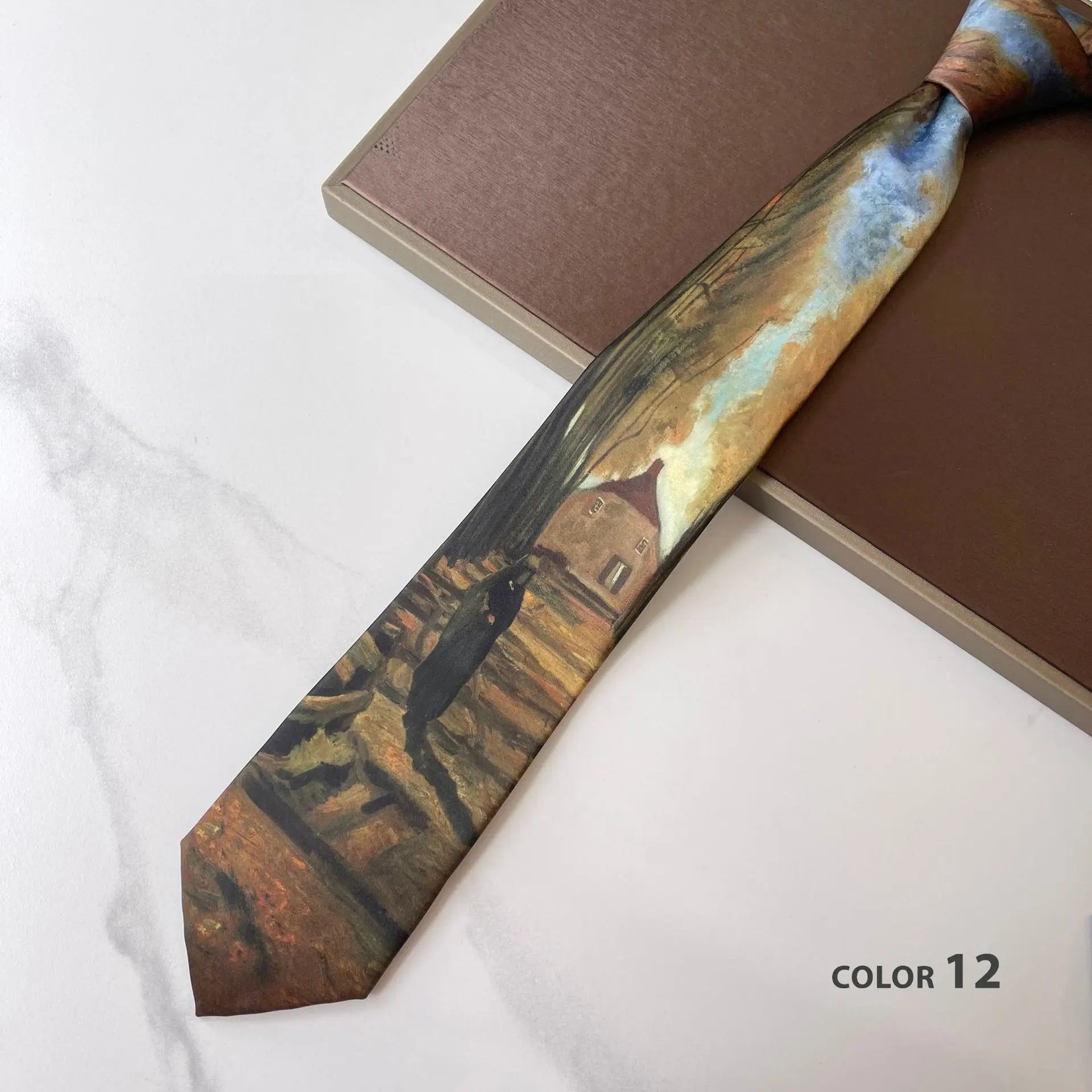 2024 New Retro Creative Oil Painting Colorful Necktie Men Women 8cm Flower Neck Ties Literary Style Polyester Casual Cravat Gift
