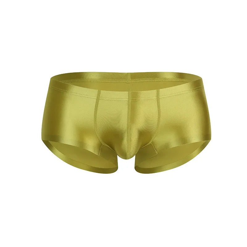 Men's Underwear Solid Color Shiny Silk-Smooth Boxer Shorts Low-Rise U-Cut Underpants
