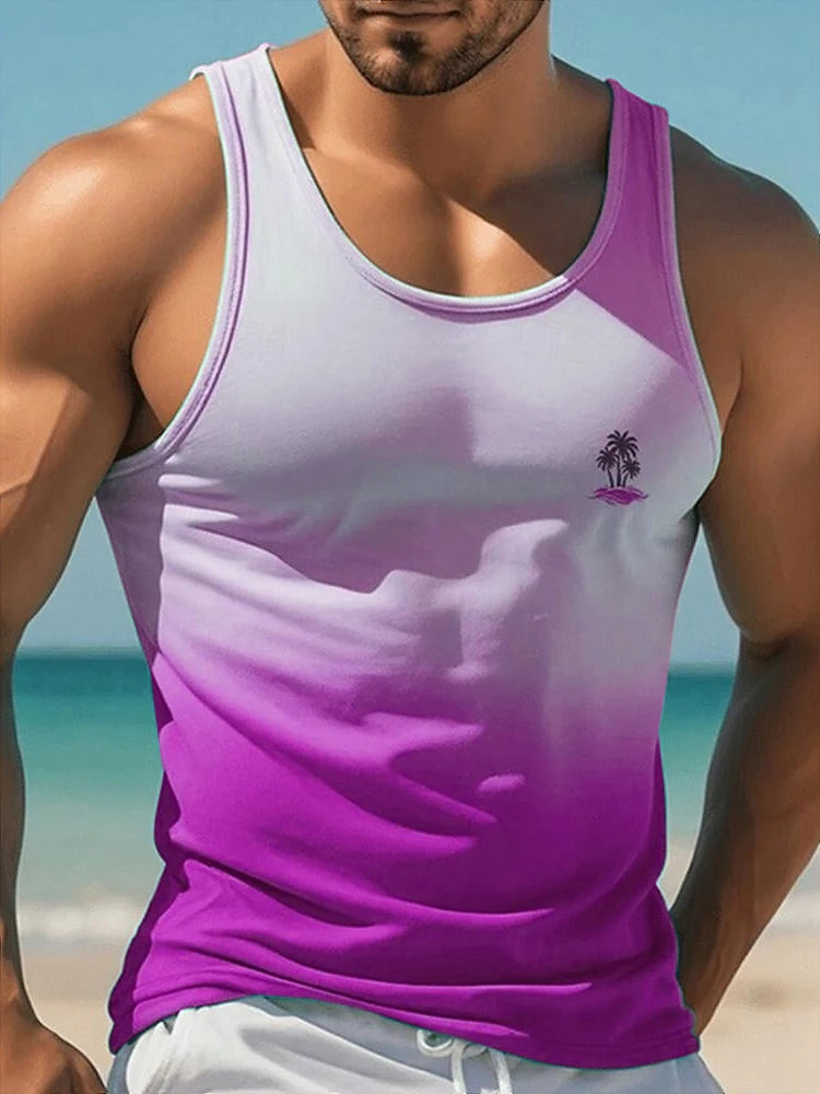 Summer Daily Men's Casualtank Top Outdoor Beach Men's Fashion Tank Top Hawaiian Men's Fashion 3D Coconut Print Sleeveless Top