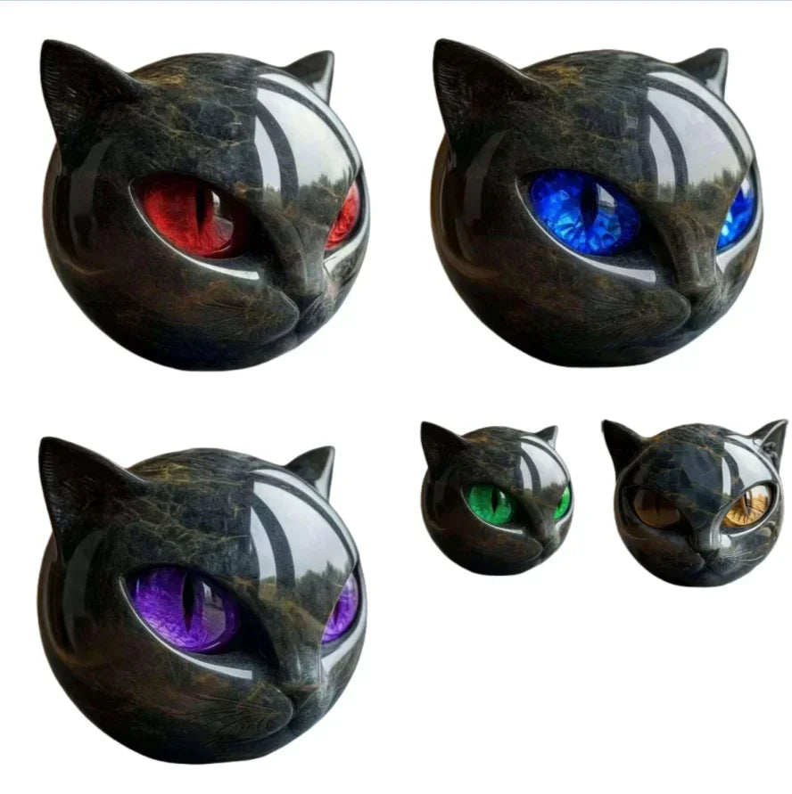 Exquisite Purple-Black Cat Stone Resin Sculpture A Meticulously Crafted,durable Decor Piece,perfect for Home or Office Display