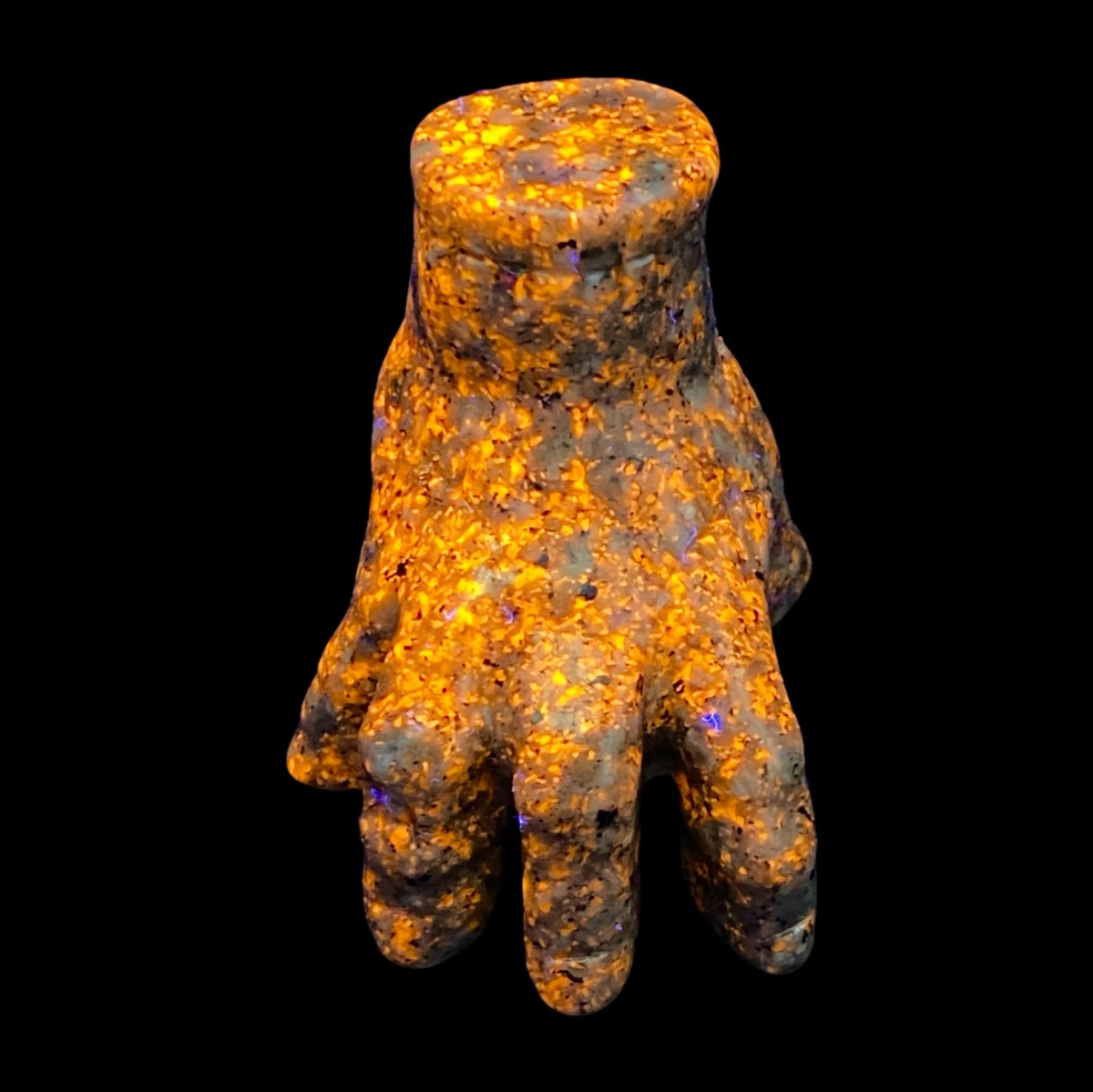 1PC Yooperlite Ghost Hand Carving-UV Fluorescent,Ideal for Halloween,Easter,Graduation Gift,Home Decoration,Occult Decoration