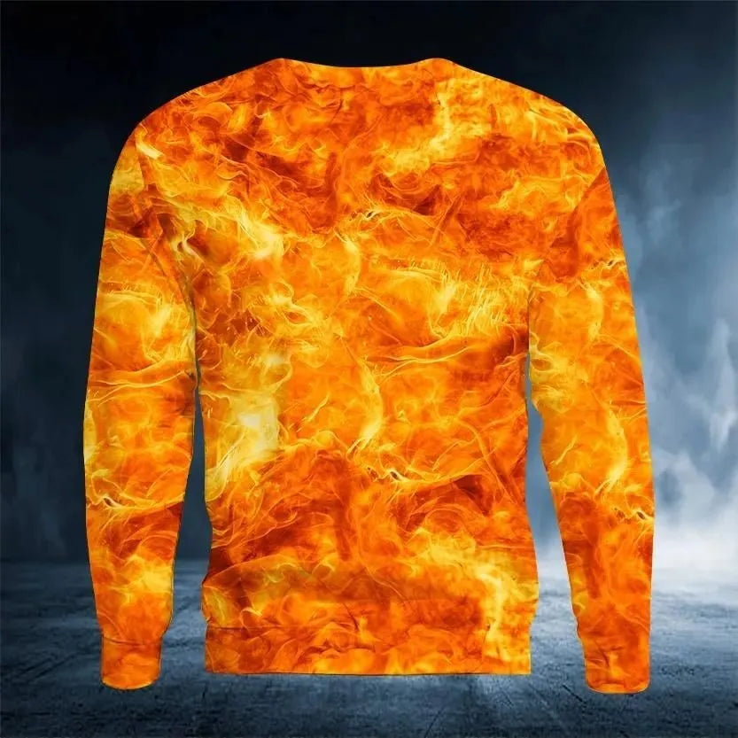 2023 New Men's Autumn Round Neck Long Sleeve T-shirt =Retro Skull 3D Pattern Print T Shirts Casual Fashion Tops Men Clothing