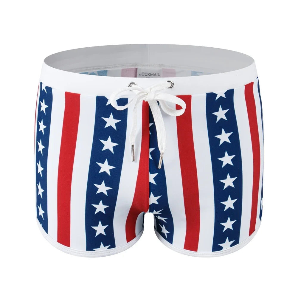 JOCKMAIL Print Men's Swimwear Trunks Sexy Beach Surfing Swim Suit Shorts Men Swimsuit Swimming Pants  Nylon Ice Silk Home Shorts