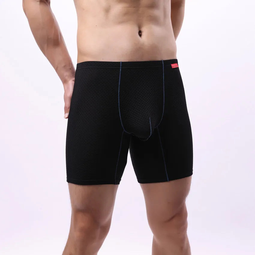 Mens Long Legs Boxer Briefs Breathable Pouch Trunks Casual Underpants Underwear Men Stretch Shorts
