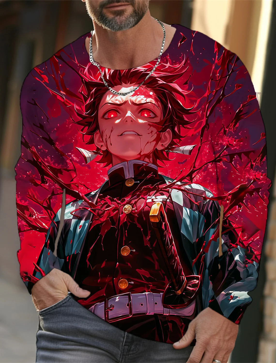 Men's long-sleeved T-shirt 3D printing anime printing men's long-sleeved T-shirt autumn tops HD pattern printing T-shirt
