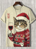 Men's Animal Funny Cat Printed T Shirt Short Sleeve Tees Tops 3D Print O-Neck Shirts Party Summer Casual Men's Clothing Apparel