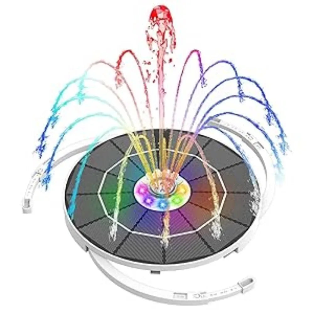 3.5W LED Solar Bird Bath Fountain with 3 Telescopic Brackets and 8 Nozzles Built-in 3000mAh Battery Gardening Fountain Pump