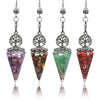 20x52mm Natural Stone Pendulum Necklaces Tree of Life Hexagonal Cone Crushed Stone Amethysts Chakra Pendant Jewelry Accessories