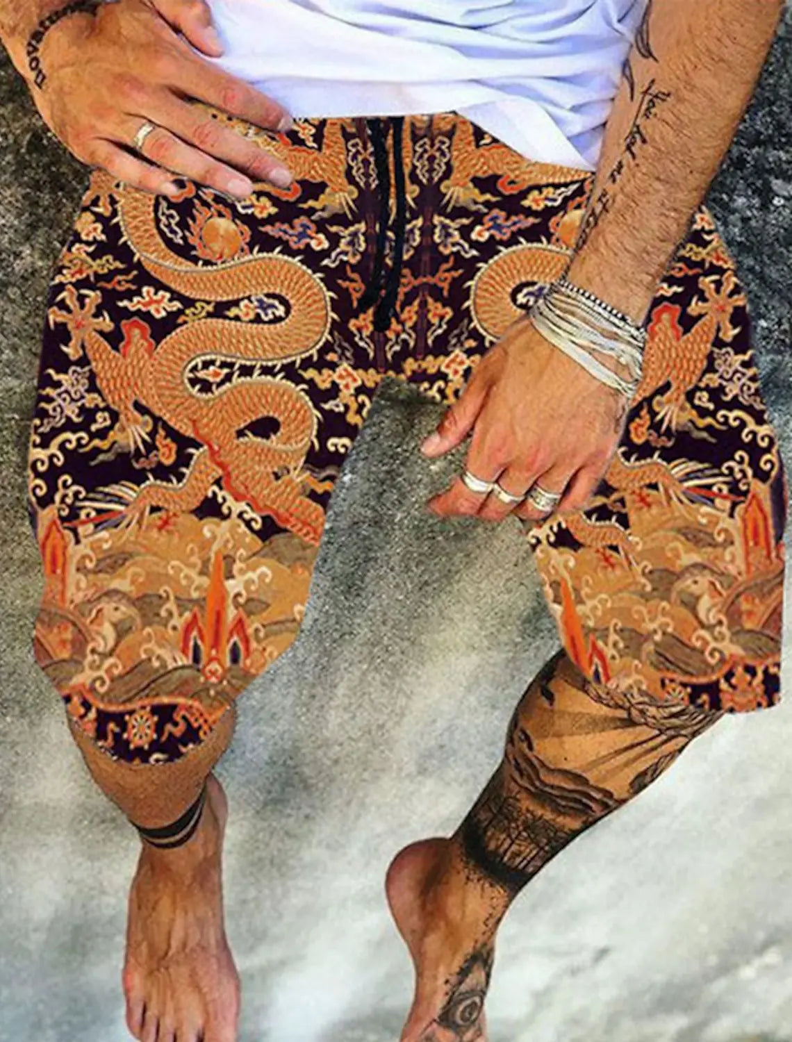 Men's Retro Swim Trunks 3D Ethnic Style Printed Beach Shorts Quick Dry Outdoor Leisure Sports Shorts Swimwear Men's Shorts