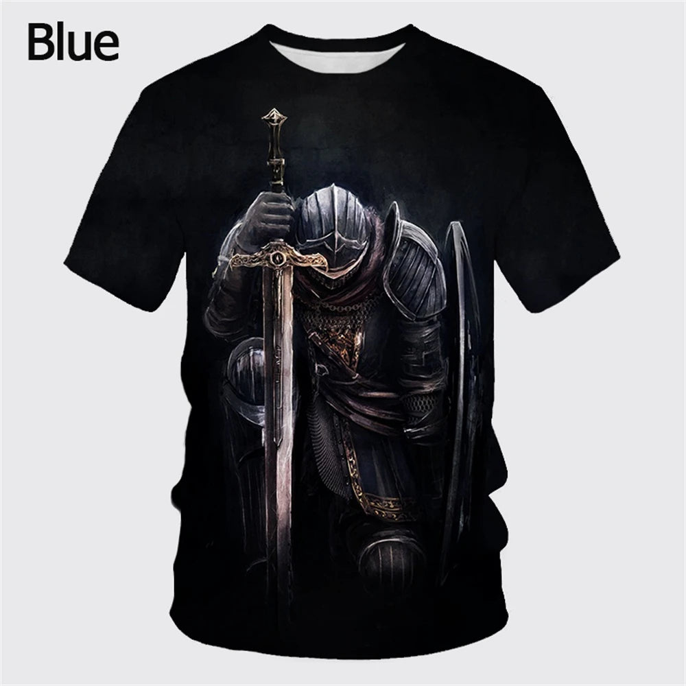 Fashion Retro Knights Templar 3D Printed Men's T-Shirts Summer Casual Streetwear Couple Tees Short Sleeve Tops Drop Shipping 5XL