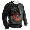 Men's Long Sleeve T-shirt Winter 3D Animal Print T Shirts Street Fashion Wolf Pattern Tops Tees Oversized Men's Clothing